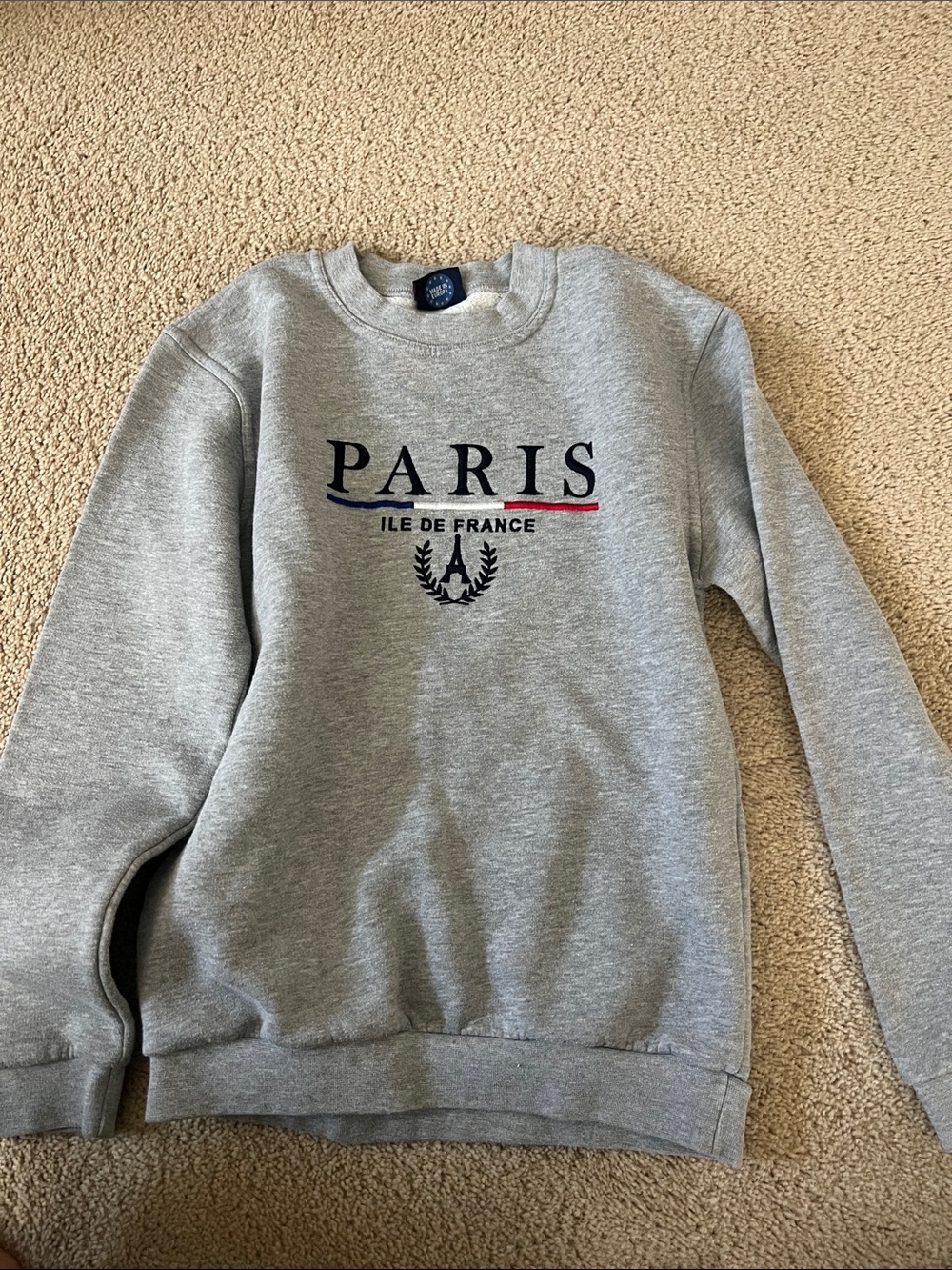 Aris Grey Crewneck Sweater with Navy and Red Trim